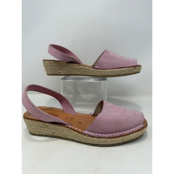 Calaxini Shoes - Calaxini‎ Lavender Leather Espadrille Wedge Sandals Made in Spain Sz 39 Peep Toe